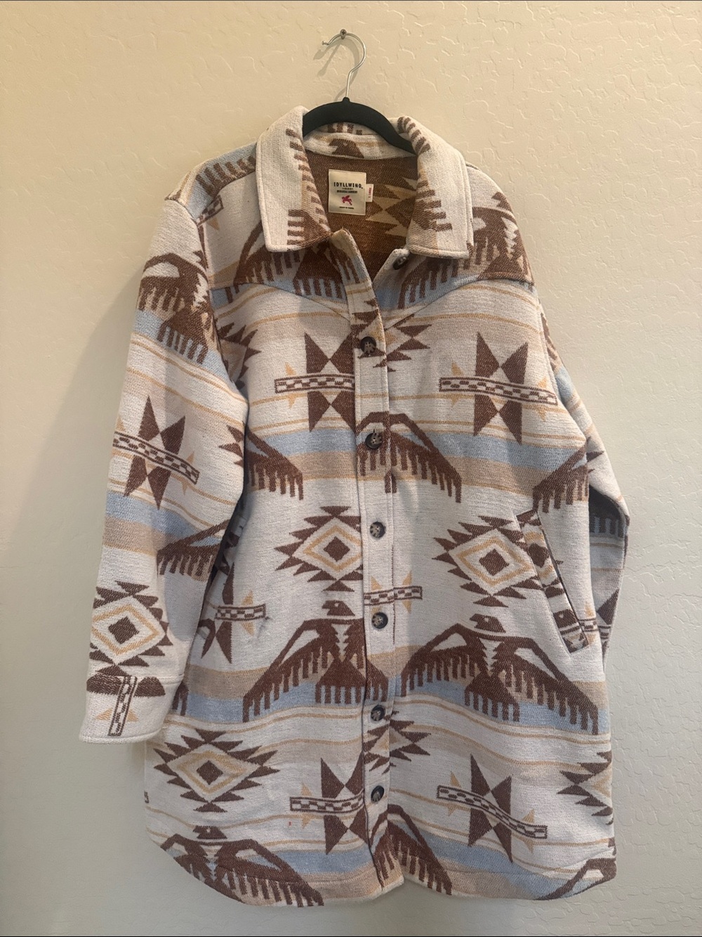 Idyllwind by Miranda Lambert  Cream and Brown Patterned Shacket